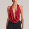 Zenna Draped Cowl Top in Cherry Red