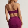 Zephyr Textured Jersey Asymmetric Mini Dress in Berry Purple