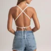 Zia Modal Cross-Back Tank Top in White