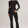 Ziva Modal Round-Neck Long-Sleeve Bodysuit in Black