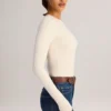 Ziva Modal Round-Neck Long-Sleeve Bodysuit in Cream