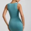 Zivanka Slinky Jersey Cut-Out Ruffle-Trim Mini Dress in Sea Green