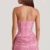 Ziya Embellished Draped Strapless A-Line Mini Dress in Pink