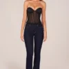 Zoa Bandeau Lace-Up Corset Top  in Black