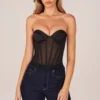 Zoa Bandeau Lace-Up Corset Top  in Black