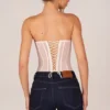 Zoa Bandeau Lace-Up Corset Top  in Ivory