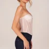 Zoa Bandeau Lace-Up Corset Top  in Ivory