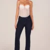 Zoa Bandeau Lace-Up Corset Top  in Ivory