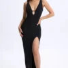 Zora Modal Plunge Cut-Out Maxi Dress in Black