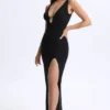 Zora Modal Plunge Cut-Out Maxi Dress in Black