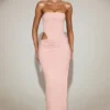 Zorya Soft-Jersey Bandeau Cut-Out Maxi Dress in Pink