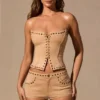 Zoryelle Low-Rise Mini Shorts in Tan