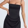 Zoyna Draped A-Line Mini Dress in Black