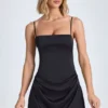 Zoyna Draped A-Line Mini Dress in Black