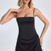 Zoyna Draped A-Line Mini Dress in Black