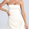 Zoyna Draped A-Line Mini Dress in Ivory