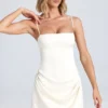 Zoyna Draped A-Line Mini Dress in Ivory