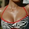Zuma Reversible Halterneck Bikini Top in Zebra Print