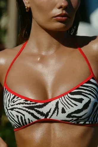 Zuma Reversible Halterneck Bikini Top in Zebra Print