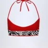 Zuma Reversible Halterneck Bikini Top in Zebra Print