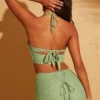 Zuni Lace Up Back Petite Trousers in Green