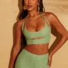 Zuni Lace Up Back Petite Trousers in Green