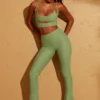 Zuni Lace Up Back Petite Trousers in Green