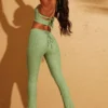 Zuni Lace Up Back Petite Trousers in Green