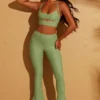 Zuni Lace Up Back Petite Trousers in Green
