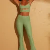 Zuni Lace Up Back Petite Trousers in Green