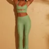 Zuni Lace Up Back Petite Trousers in Green