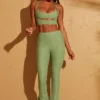 Zuni Lace Up Back Petite Trousers in Green