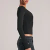Zyra V-Neck Long-Sleeve Top  in Black