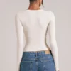 Zyra V-Neck Long-Sleeve Top  in Ivory