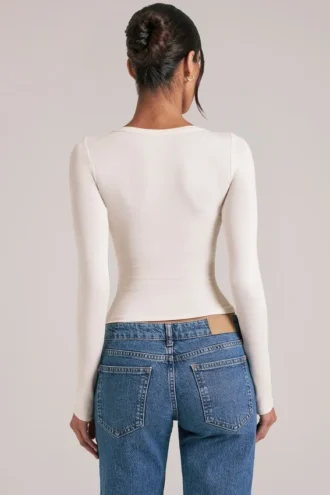 Zyra V-Neck Long-Sleeve Top  in Ivory